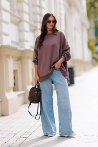 Bluza damska oversize mucha brązowa jasna Me Gusta   