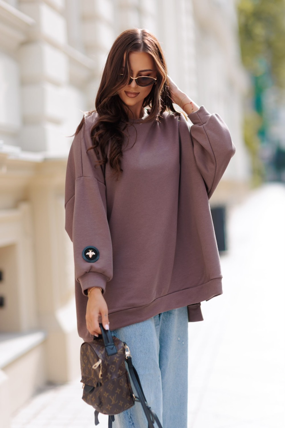 Me Gusta Bluza Damska Oversize Mucha Brązowa Jasna