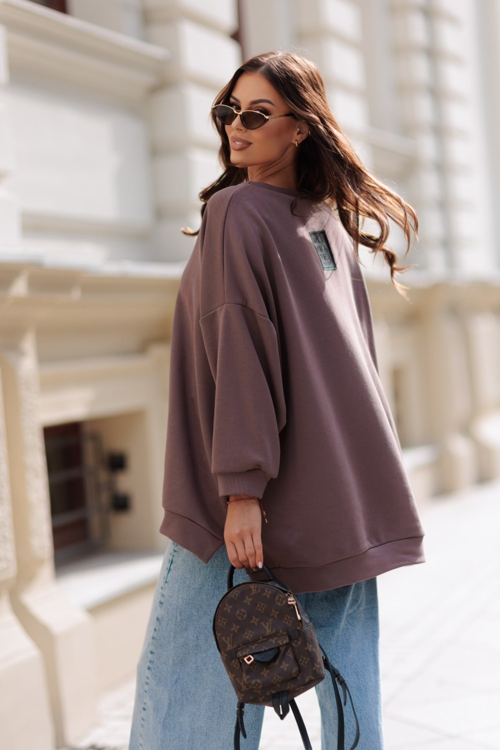 Me Gusta Bluza Damska Oversize Mucha Brązowa Jasna