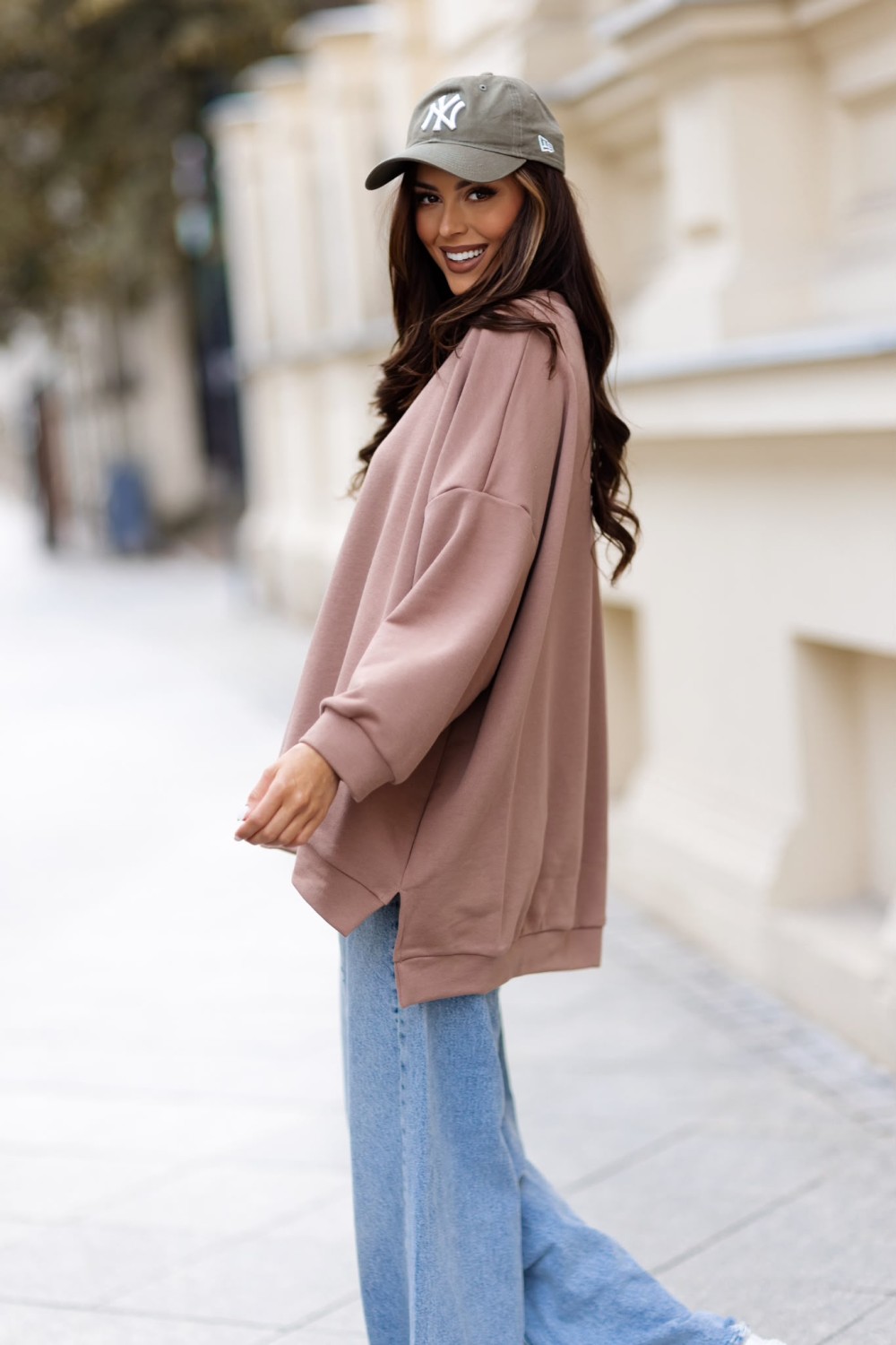 bluza damska oversize mucha camel me gusta