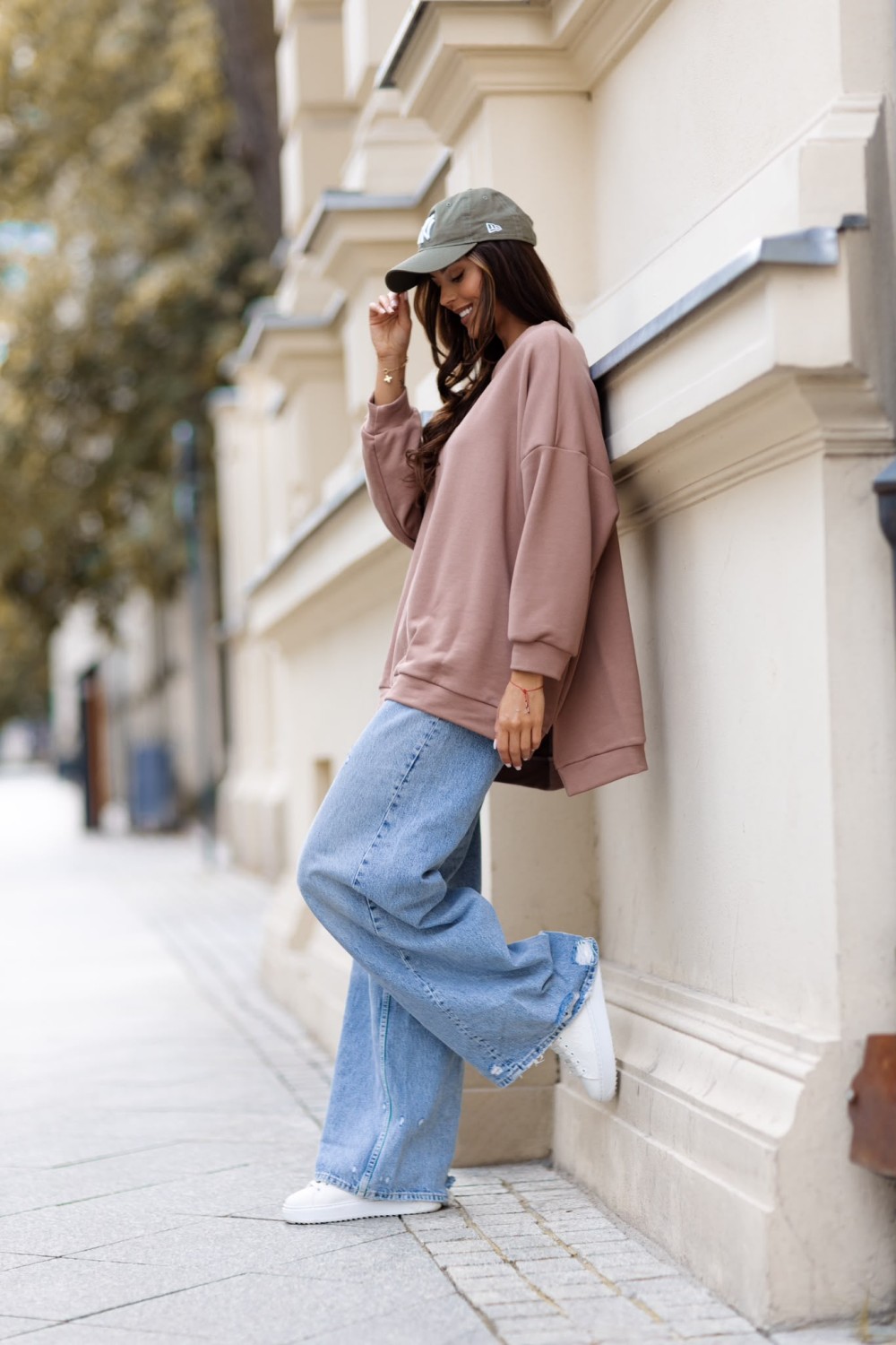 bluza damska oversize mucha camel me gusta
