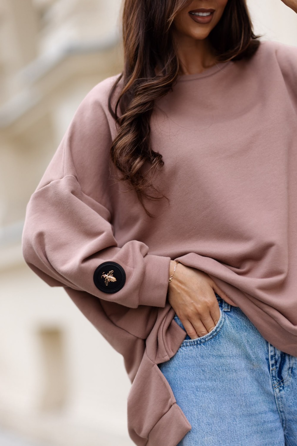 bluza damska oversize mucha camel me gusta