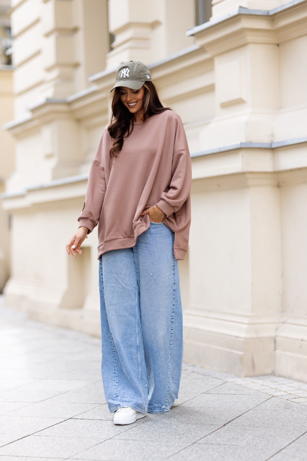 bluza damska oversize mucha camel me gusta