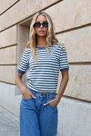 T-shirt damski w paski grafitowy miętowy Bopoco    