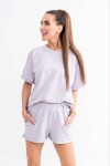 Komplet damski spodenki t-shirt fioletowy Tmc Moda  