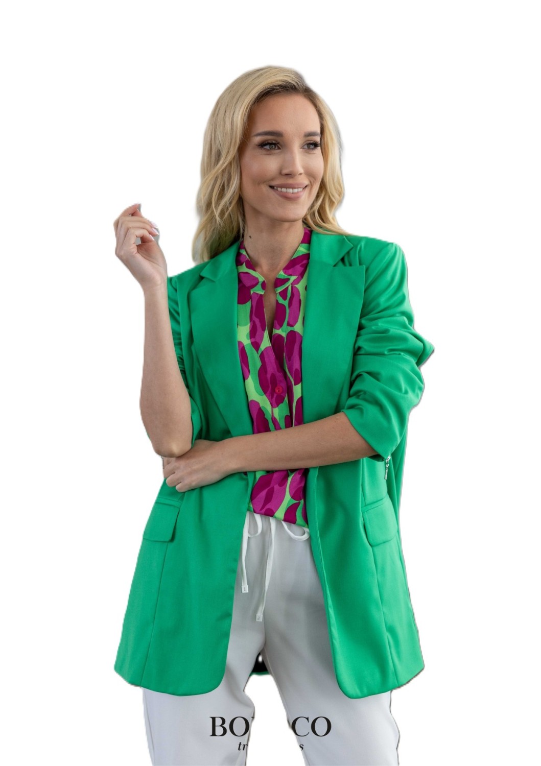 marynarka damska oversize zielona bopoco