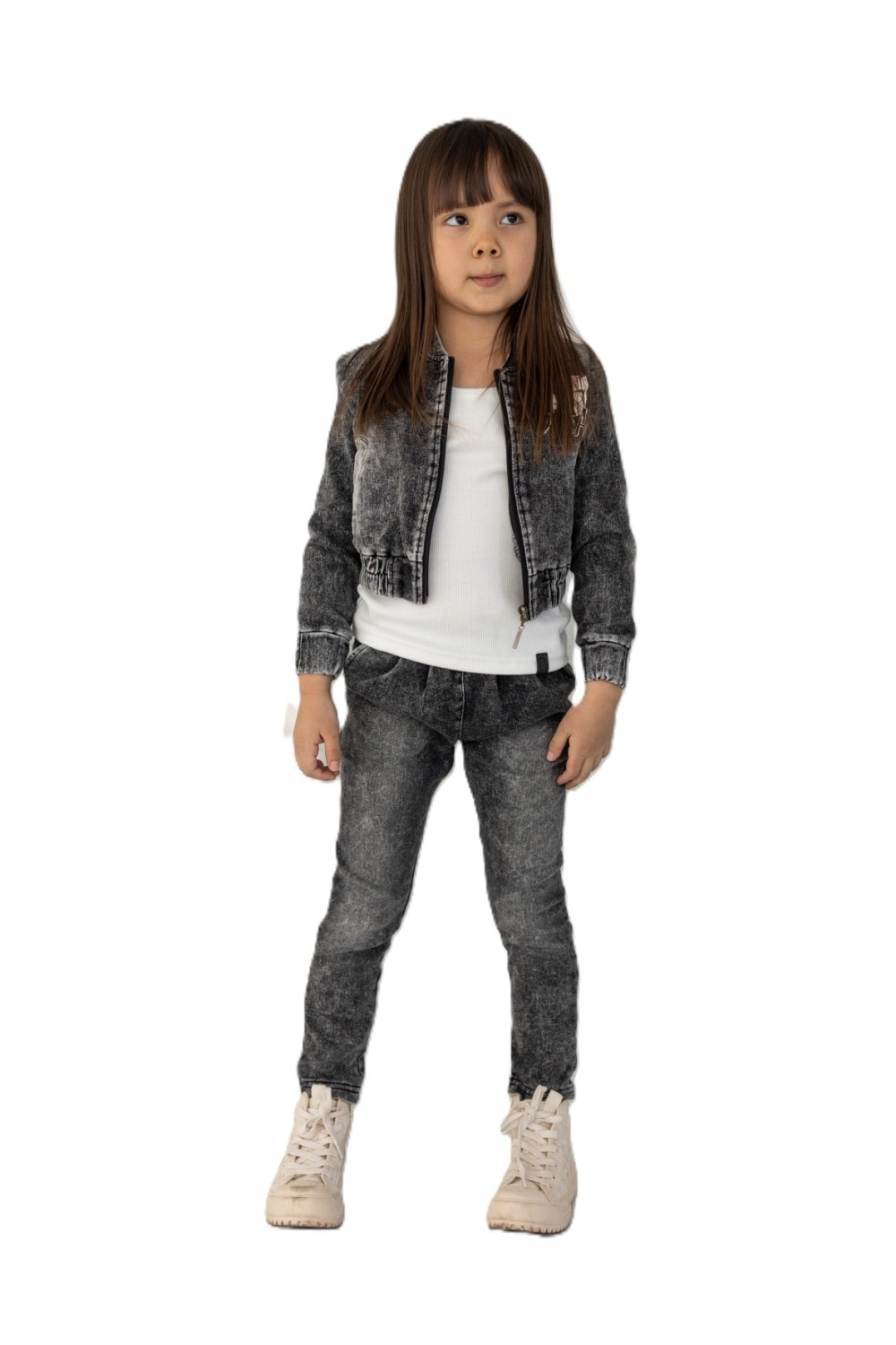 bomberka jeansowa kurtka bluza grafitowa all for kids