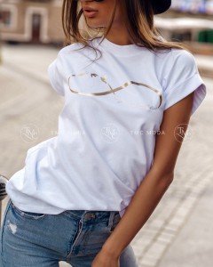 Biały t-shirt damski INFINITY TMC Moda      
