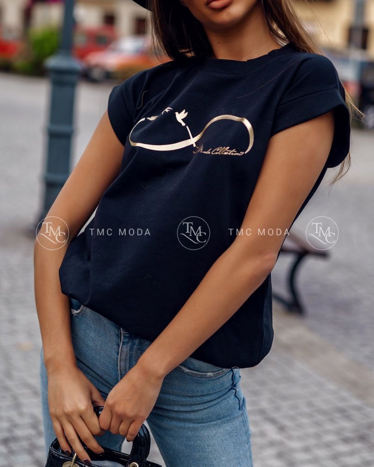 czarny t-shirt damski infinity tmc moda