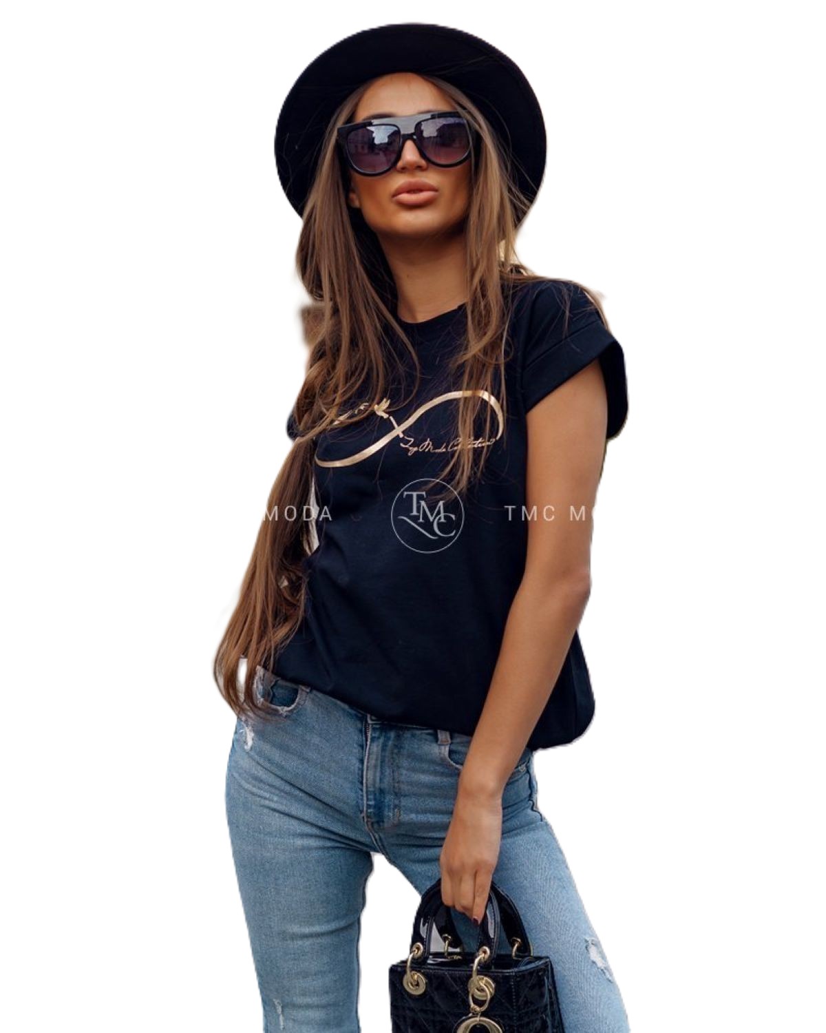 czarny t-shirt damski infinity tmc moda