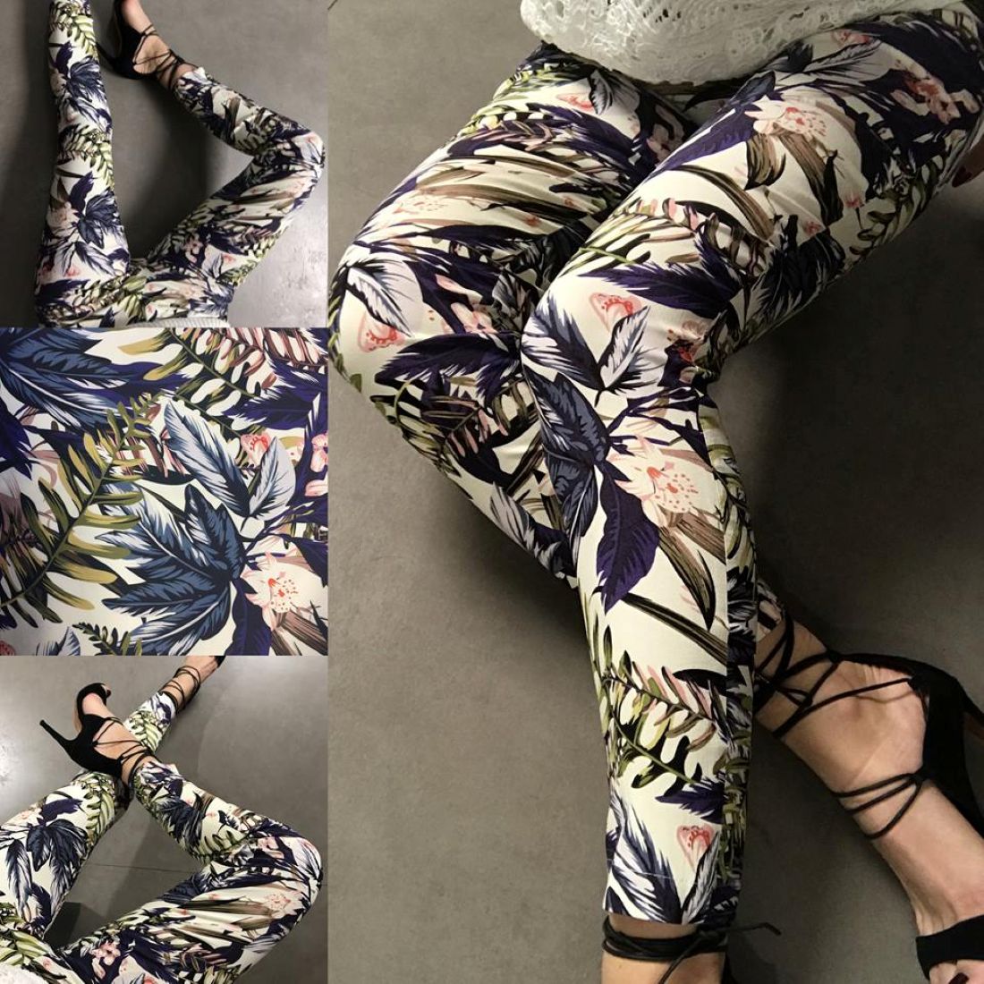 spodnie damskie cygaretki wzorzyste lola fashion
