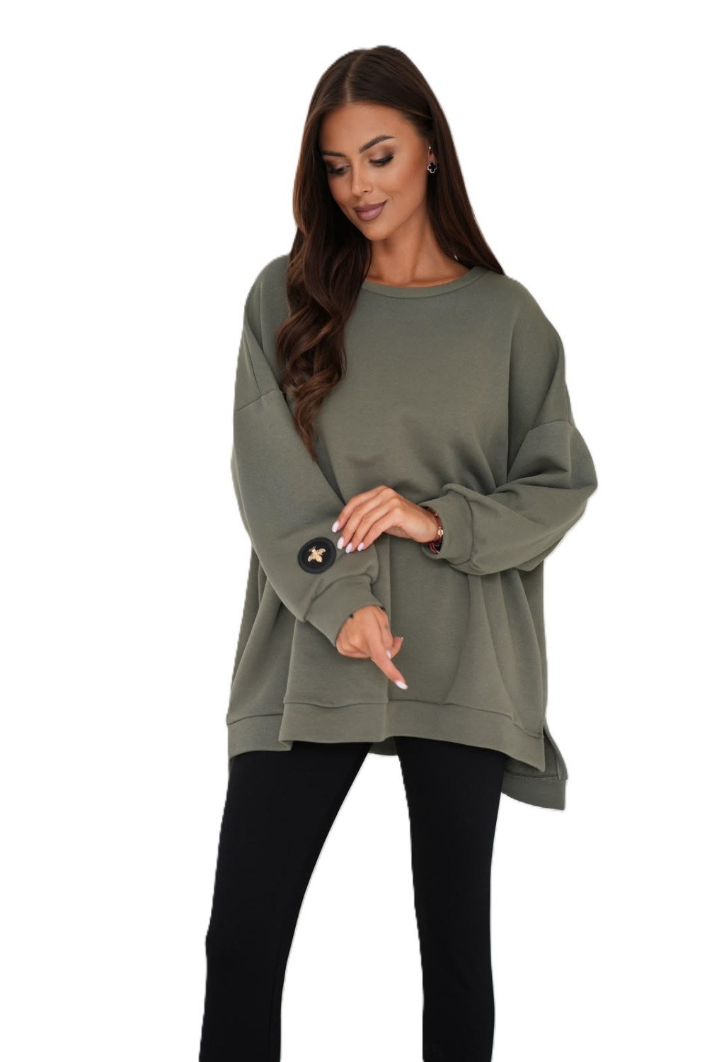 modna bluza damska oversize dresowa mucha khaki me gusta