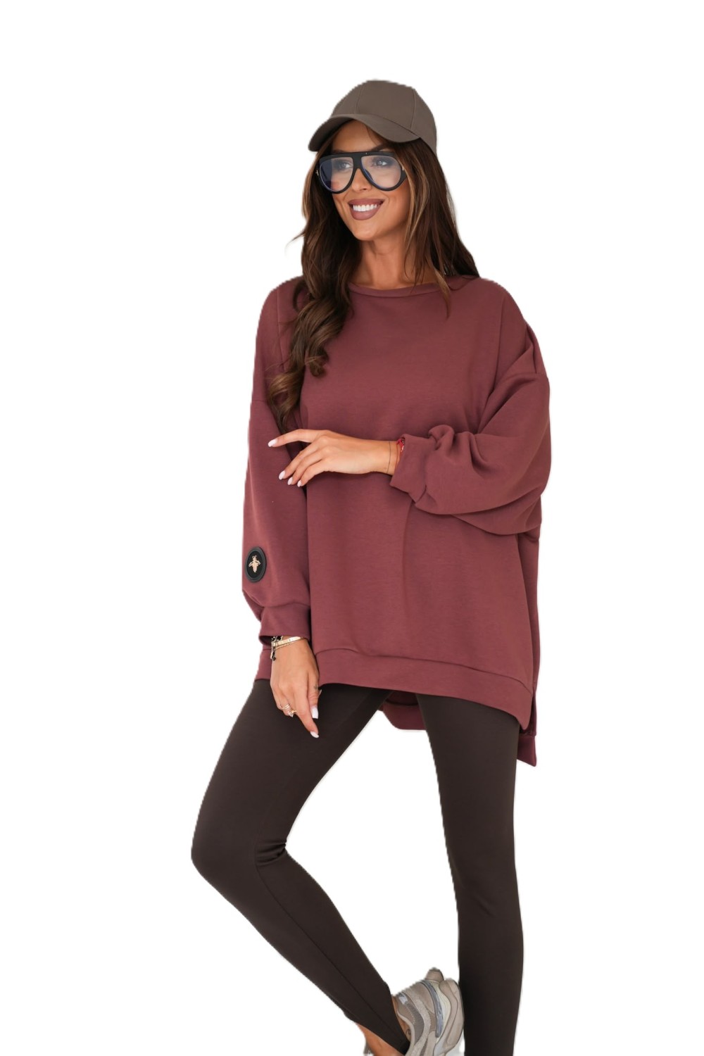 modna bluza damska oversize dresowa mucha ceglana me gusta
