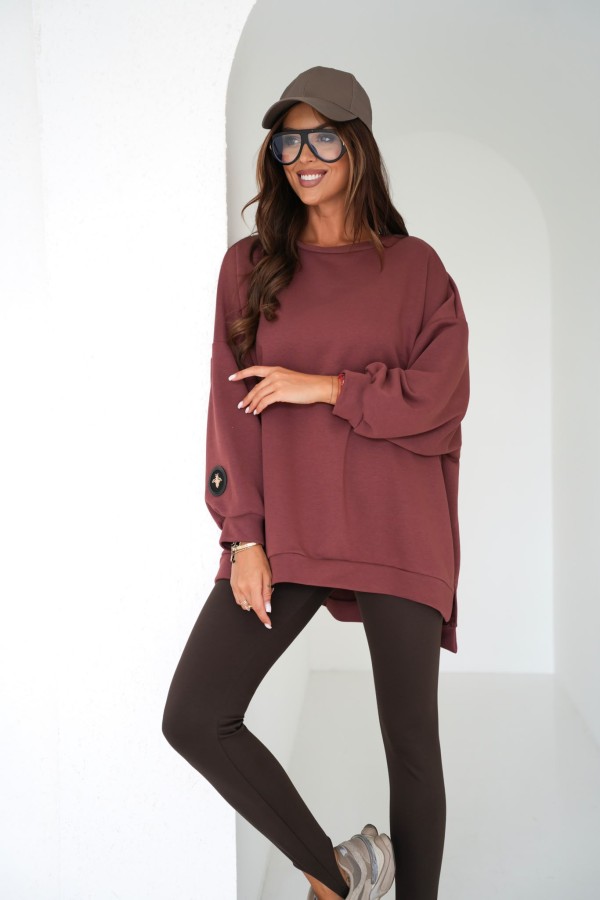 modna bluza damska oversize dresowa mucha ceglana me gusta