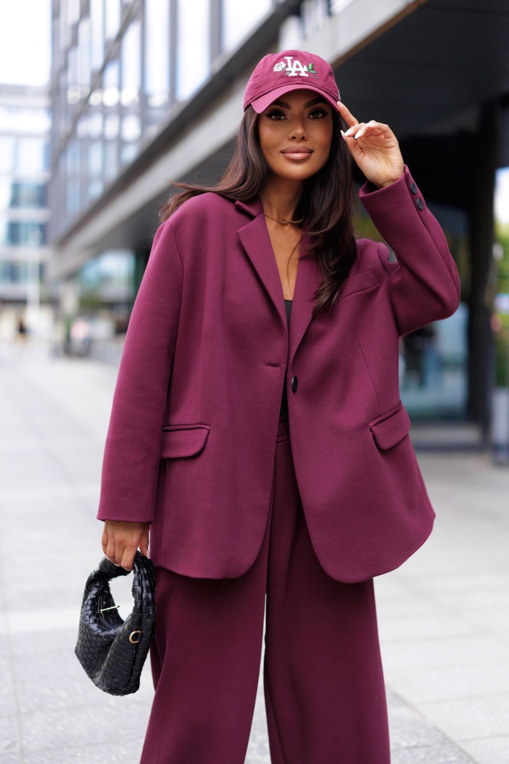 modna marynarka damska dresowa oversize bordowa me gusta