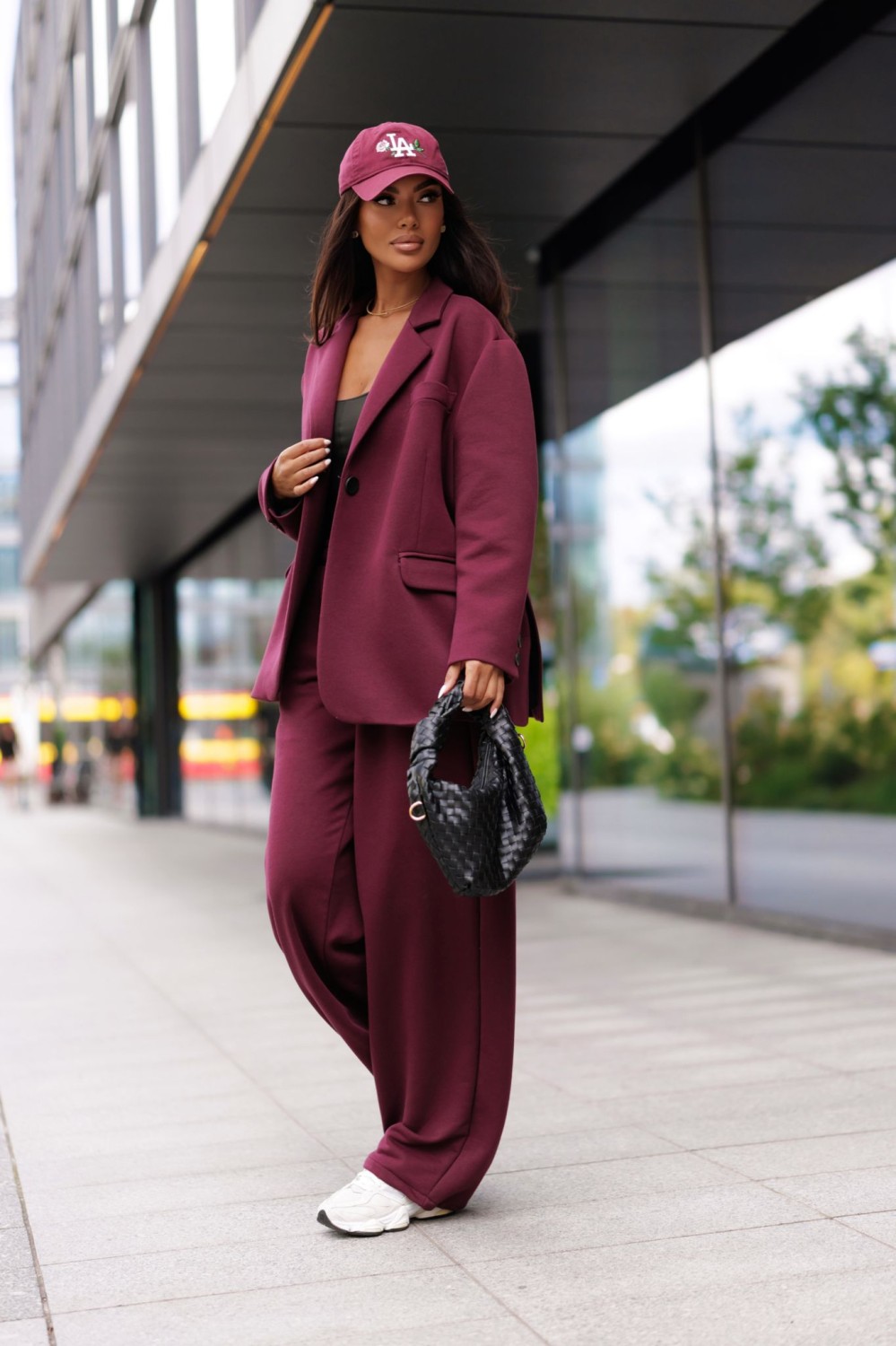 modna marynarka damska dresowa oversize bordowa me gusta