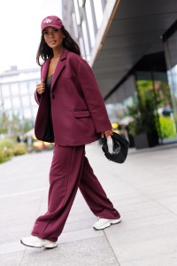 Marynarka damska oversize dresowa bordowa Me Gusta  