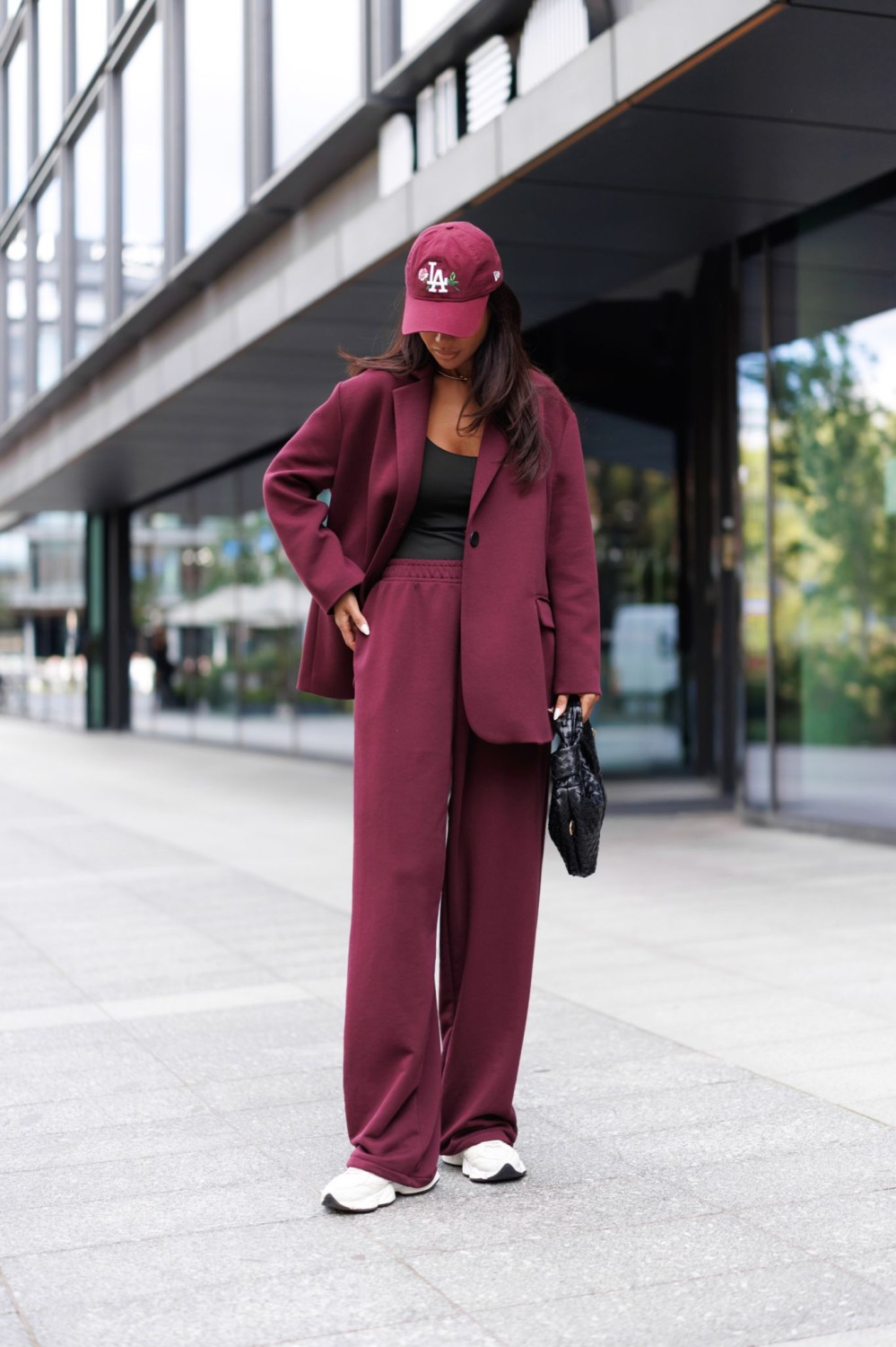 modna marynarka damska dresowa oversize bordowa me gusta