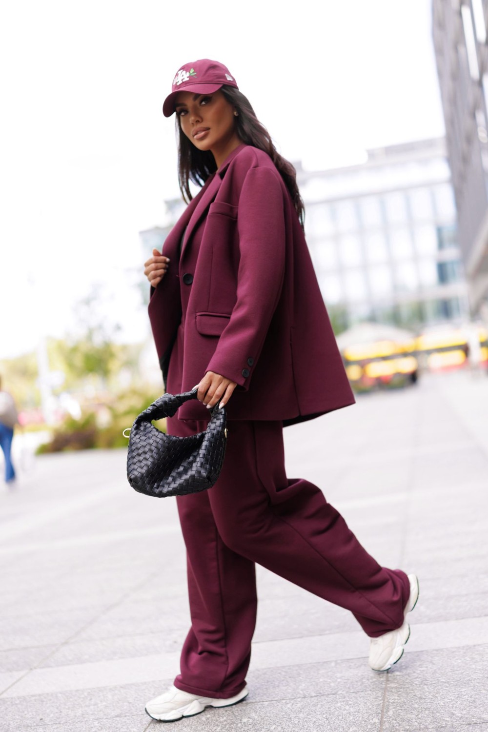 modna marynarka damska dresowa oversize bordowa me gusta