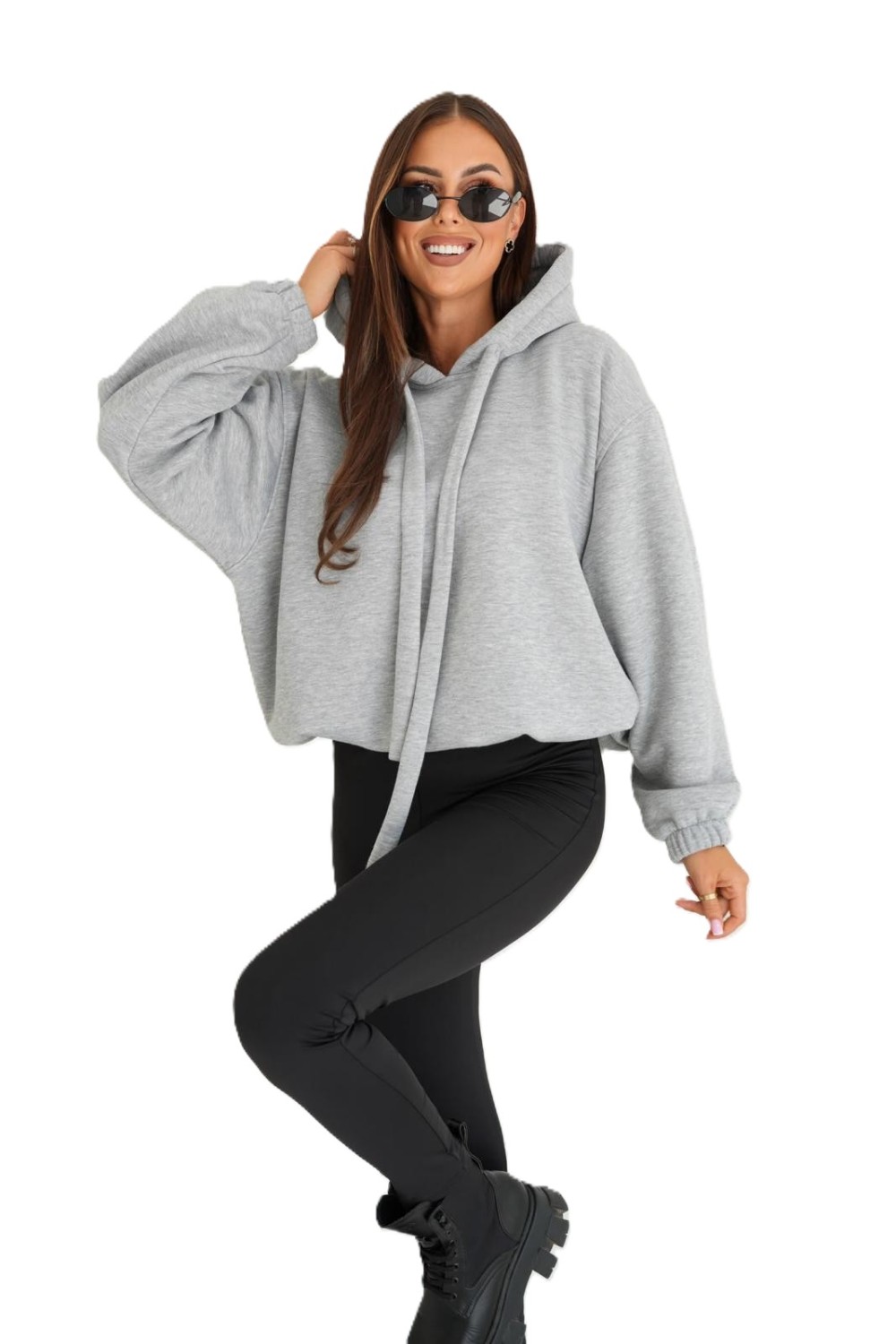 bluza damska z regulacją dołem ocieplana oversize kaptura ciepła me gusta