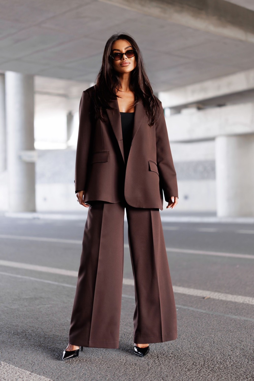 marynarka damska oversize elegancka modna brązowa czekoladowa me gusta