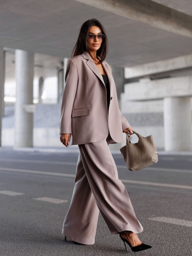 marynarka damska oversize elegancka modna beżowa latte me gusta
