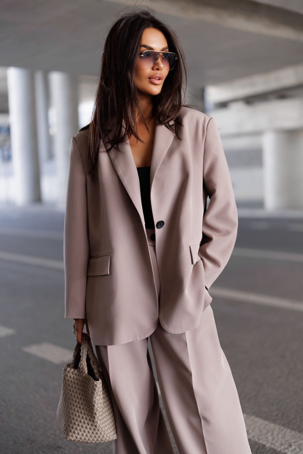 marynarka damska oversize elegancka modna beżowa latte me gusta