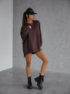 Brązowa bluza damska oversize mucha Me Gusta  