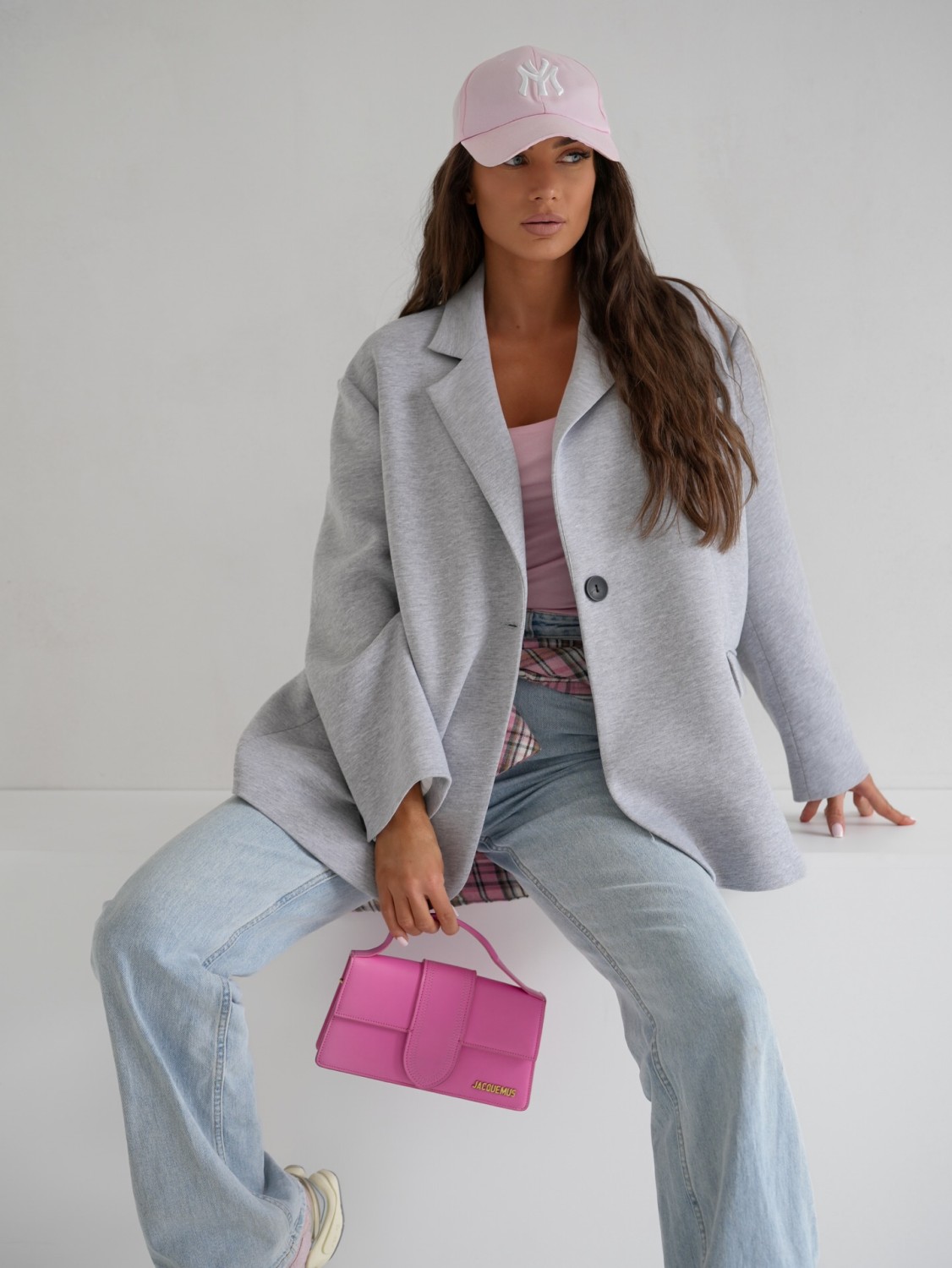Marynarka damska dresowa oversize szara  Me Gusta