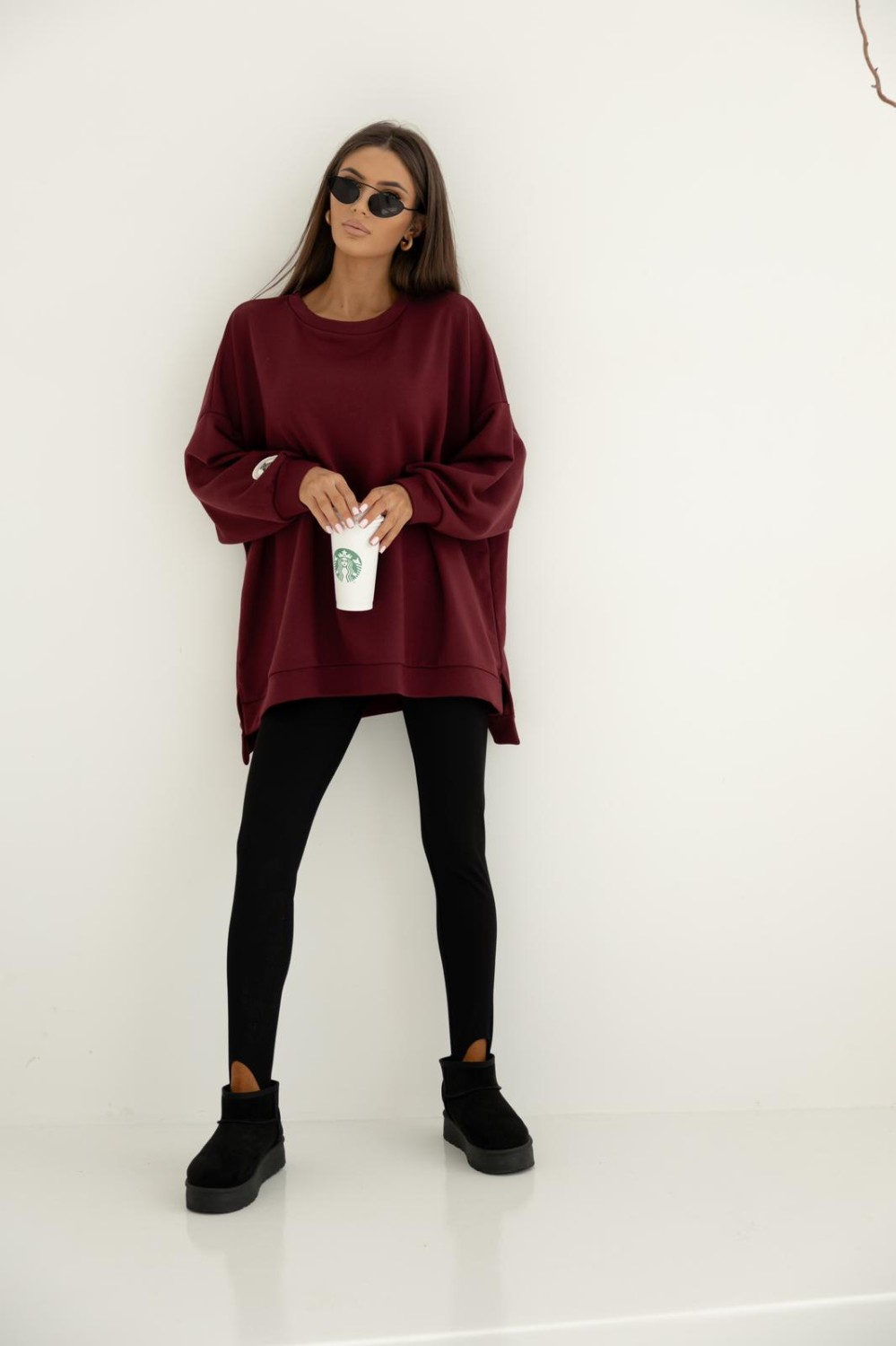 Bluza damska oversize bordowa mucha Me Gusta