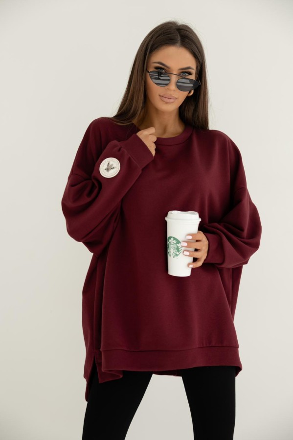 Bluza damska oversize bordowa mucha Me Gusta