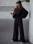 Czarny komplet dresowy szerokie spodnie i bluza Me Gusta