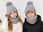 Komplet zimowy czapka z pomponem i komin szary All For Kids  